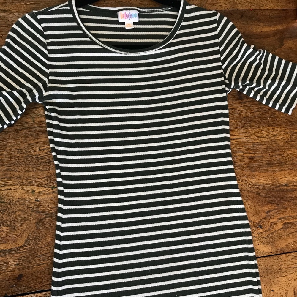 Olive green striped dress